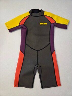 Dive & Sail The Lonely Fish Kids Short Sleeve Wetsuit Gray Yellow Multi size XL